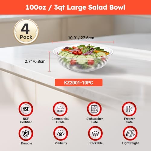Commercial Polycarbonate Serving Bowl, 100 oz / 3 Qt, Dishwasher Safe