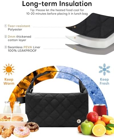 Insulated Lunch Bag for Women, Leakproof Puffer Lunch Box