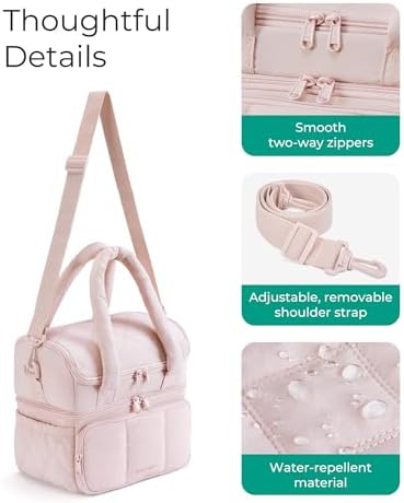 BAGSMART Lunch Bag Women, Double Deck Insulated Lunch Box, Olive Green