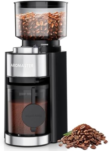 Aromaster Burr Coffee Grinder, 25 Settings, 2-12 Cups, Anti-Static, Black