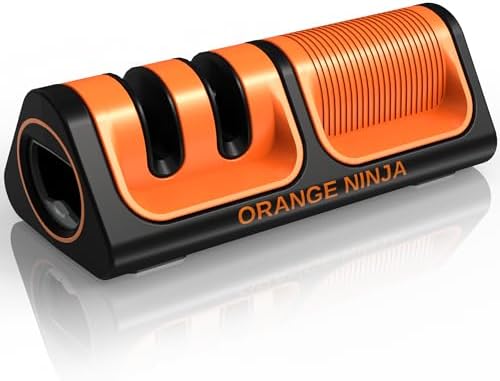 Orange Ninja Mini Knife Sharpener - Coarse & Fine Small Knife Sharpener