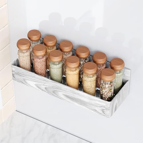 Mystozer Magnetic Spice Rack for Refrigerator Wood White, 4 Pack