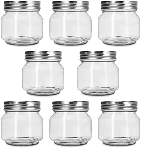 Glass Mason Jars, 8oz Regular Mouth Canning Jar with Airtight Lids, 8 Pack