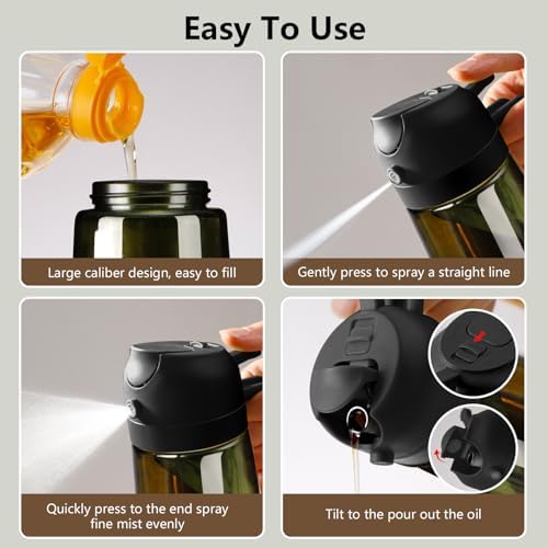 SWEET VIEW 2Pcs Olive Oil Spray Bottle 16oz/470ml