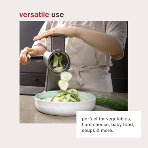 Zyliss Rotary Drum Grater, With 6 Steel Drums for Cheese, Vegetables & More