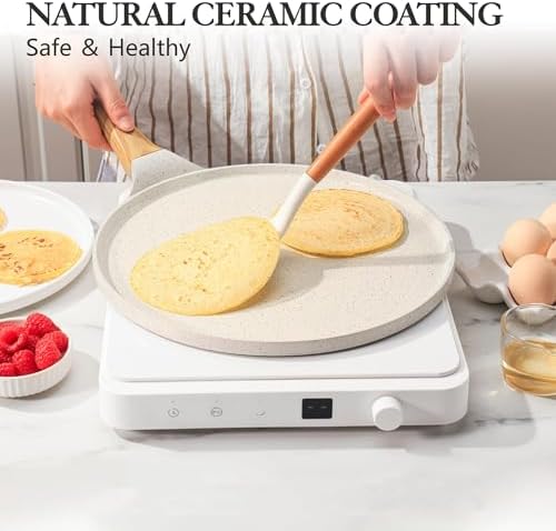 SENSARTE 10 Inch Nonstick Crepe Pan Ceramic Coating Pancake Pan White