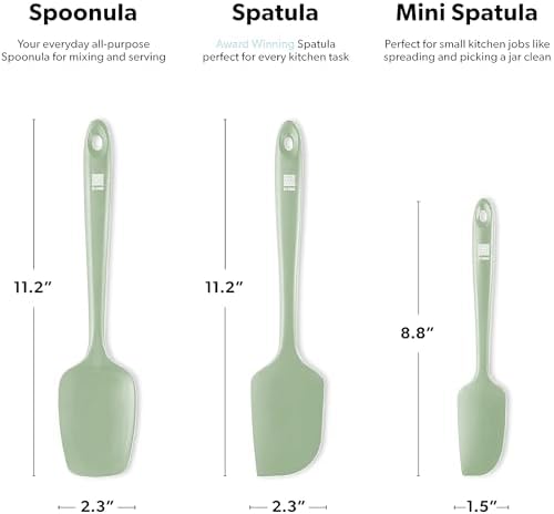 DI ORO Silicone Spatula Set - 600F Heat Resistant, 3-Pc Sage