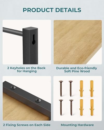 OROPY Wooden Spice Rack Wall Mounted, Over the Stove, Kitchen Wall, 4 Pack