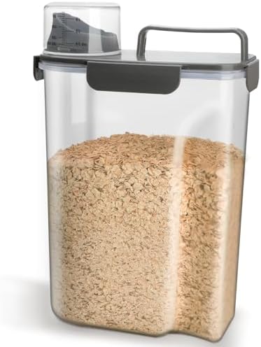 Komzon Rice Container, Airtight Rice Storage Container 10lb, Cereal Containers Storage, BPA Free Food Dispenser with Pouring Spout Handle for Flour Pasta Grain, Pet Dog Cat Bird Food Storage Container
