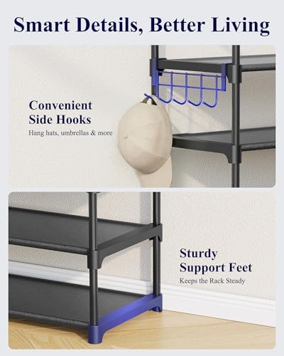 Kitsure 10 Tier Shoe Rack, Tall Shoe Organizer, 32.2" Wide, Black