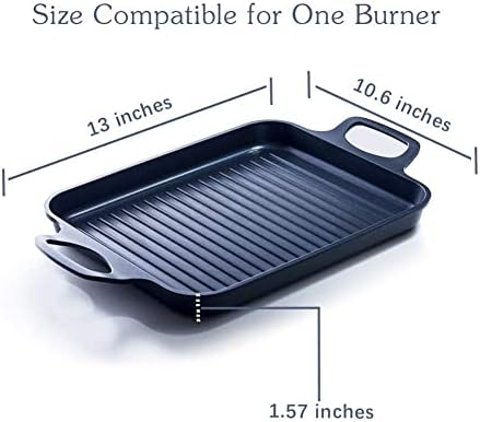 S·KITCHN Nonstick Grill Pan, Induction Stove Top Grill Plate, Glass Grilling Pan for Indoor, Gas Range Grill Panel/Skillet