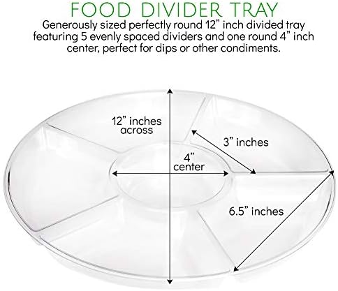Plasticpro 6 Sectional Round Plastic Serving Tray/Platter (4, Clear)