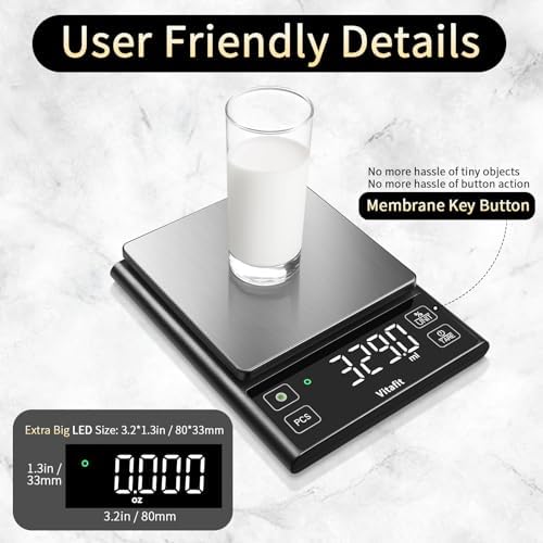Vitafit 11lb Digital Food Scale High Accuracy 0.1g, Kitchen Scale Big LED