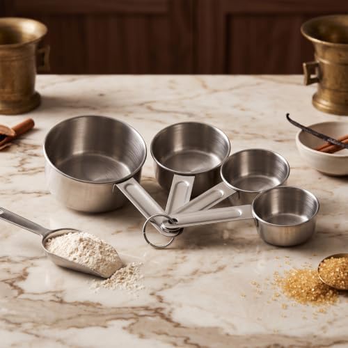 4PCS Stainless Steel Measuring Cups, Stackable Measuring Cup Set