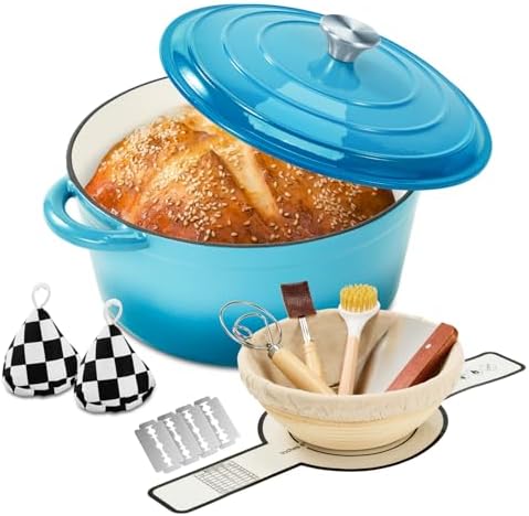 Enameled Cast Iron Dutch Oven pot 6.5 QT with Lid for Bread Baking