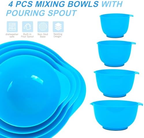 BoxedHome Plastic Mixing Bowls with Pour Spout, Microwave Safe, 4.5 Quart