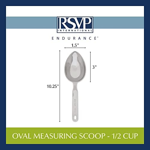RSVP International Endurance Oval Measuring Scoop, 1/2 cup, Stainless Steel