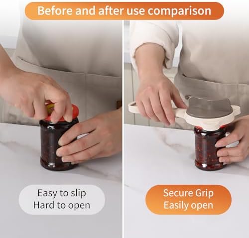 4-in-1 Jar Opener for Seniors & Arthritis Sufferers – Adjustable Stainless Steel Lid Remover & Can Opener for Weak Hands, Fits All Jars and Bottles, Kitchen Must-Have.