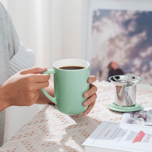 CEEFU 16oz Porcelain Tea Mug with Infuser, Lid and Coaster