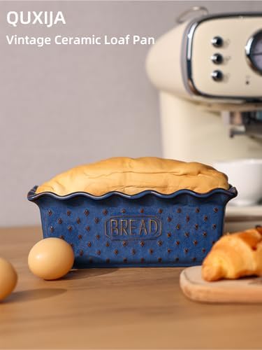 Ceramic Loaf Pan for Baking Bread, 9"X5" Bread Pans (Vintage Blue)