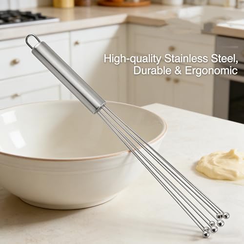Stainless Steel Whisk, Metal Whisk for Kitchen Cooking & Egg Mixing