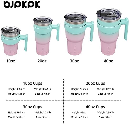 BJPKPK 10 oz Mini Tumbler with Lid, Straw & Handle, Insulated Steel Cup