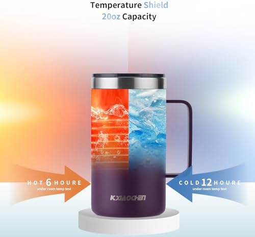 KXIAOCHEN 20 oz Insulated Coffee Mug, Coffee Cup with Lid and Wide Handle