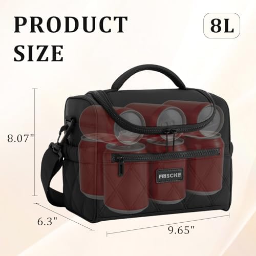 Insulated Lunch Bag Women Men Leakproof With Cup Holder, Black