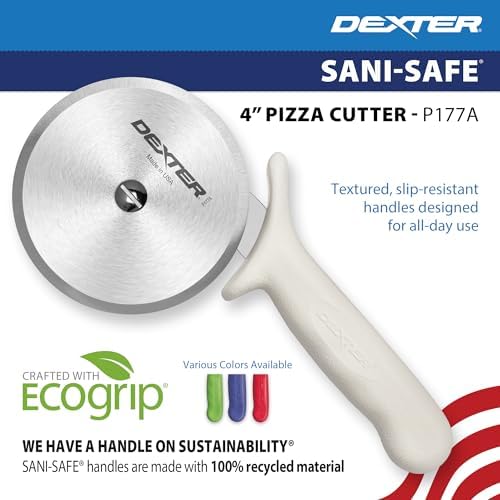 Dexter-Russell 4" Pizza Cutter, P177A-4PCP | SANI-SAFE Series, Stainless Steel Blade with Slip-Resistant Polypropylene Handle | Heavy-Duty Rotary Cutter for Pizza, Pastry & More | Made in USA