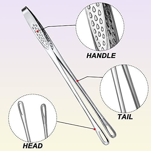 3 Pcs 9.4 Inches Korean BBQ Tongs Stainless Steel Kitchen Tweezers Grill