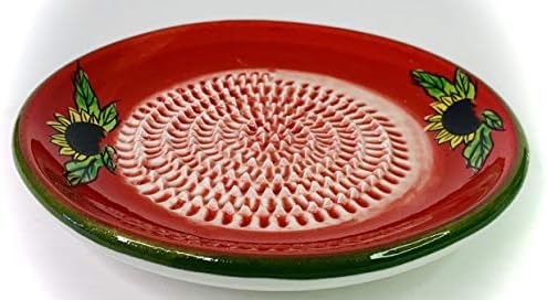 BonCera, Premium Ceramic Garlic Grater Plate Set - Red Sunflower