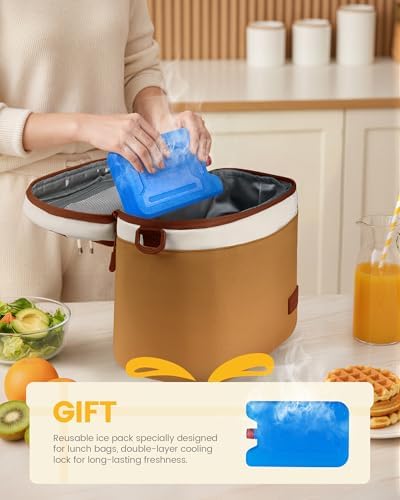 LOVEVOOK Insulated Lunch Box for Women Men, Reusable Lunch Bag for Work Picnic Beach College School, Leakproof Cooler Bag with Shoulder Strap & Ice Pack, Lunch Box/Bag for Mom Teacher Kids Girl Boy