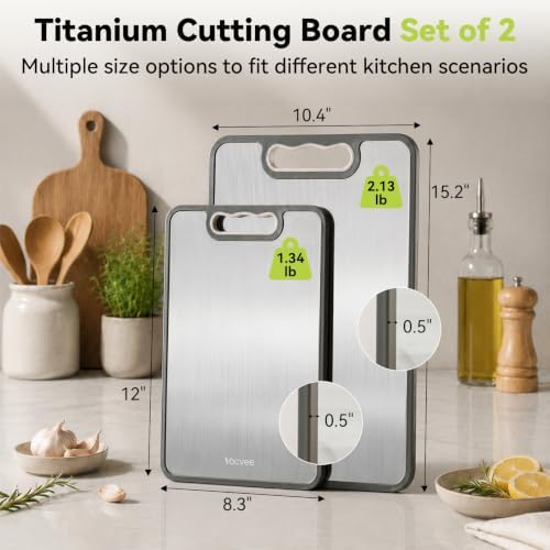 2PCS Titanium Cutting Board Double Sided Food Grade Chopping Board