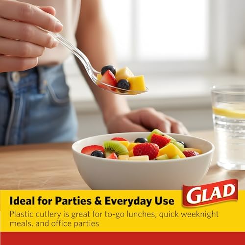Glad Clear Disposable Cutlery Set, Forks Knives and Spoons, 24 Count, 12-Pk