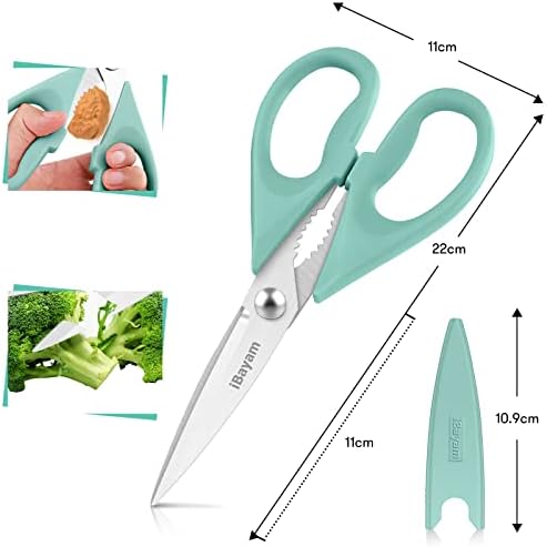 iBayam Kitchen Scissors, Set Of 2, Aqua Sky, Black Kitchen Utensils Set