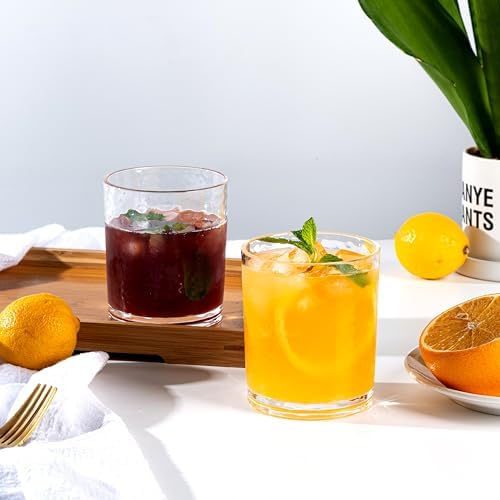 KX-WARE 14-ounce and 20-ounce Acrylic Glasses Plastic Tumbler, set of 8 Clear - Hammered Style, Dishwasher Safe, BPA Free