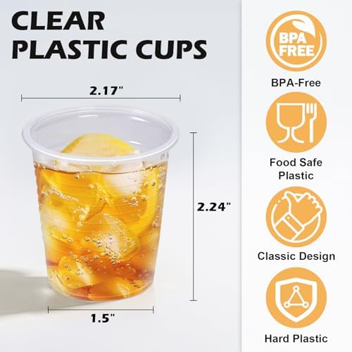 Clawsoff 100 Pack 3 oz Clear Plastic Cups Disposable Small Mouthwash Cups