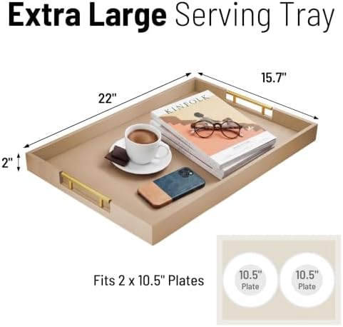 ATZYmolin 22" x 15.7" Extra Large Serving Tray, Vanity Platter, Glod