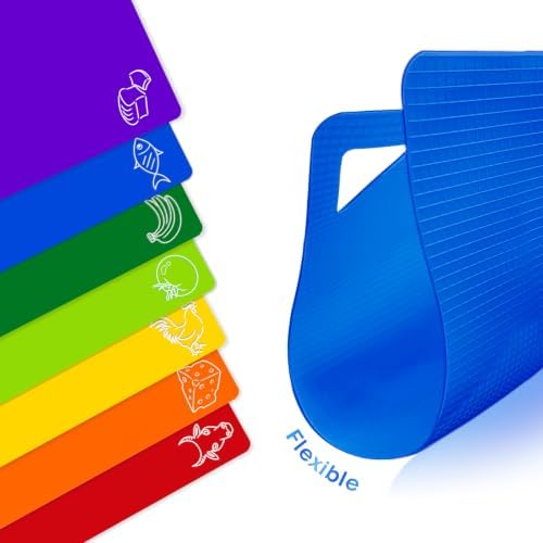 7 Pieces Plastic Flexible Cutting Boards for Kitchen, BPA- Free,15"x12"