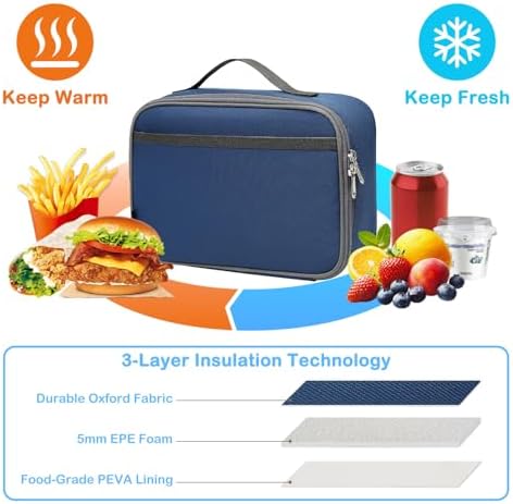 FlowFly Kids Lunch box Insulated Soft Bag Mini Cooler Back to School Thermal Meal Tote Kit for Girls, Boys,Cyan