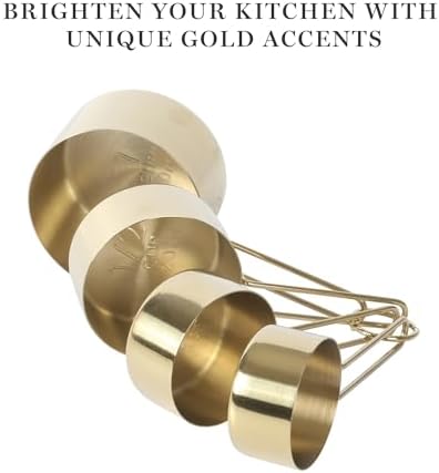 Martha Stewart Richburn 4-Piece Gold Stainless Steel Measuring Cup Set – Durable and Stylish Kitchen Measuring Tools for Baking and Cooking (Pack of 6)