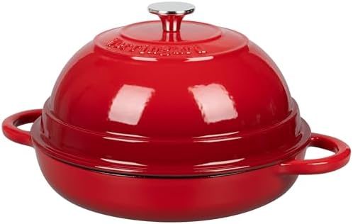 VORRINGARD Cast Iron Enameled Dutch Oven Pot with Lid for Bread Baking, Bread Oven, 6 Quart, Red