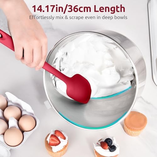 U-Taste 14" Long Silicone Spoonula, 600°F High Temp Spoon Spatula, Red