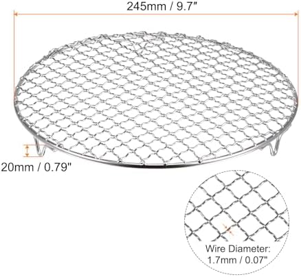 HARFINGTON Round Cooking Rack 9.7-inch 201 Stainless Steel Cross Wire Barbecue Grill Net with 20mm Legs for Cooking Baking Steaming BBQ