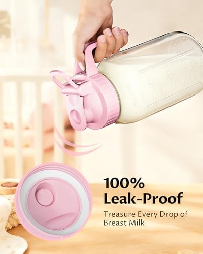Mason Jar Pitcher Set of 2, 32oz (1quart) Glass Breast Milk Pitcher with Lid