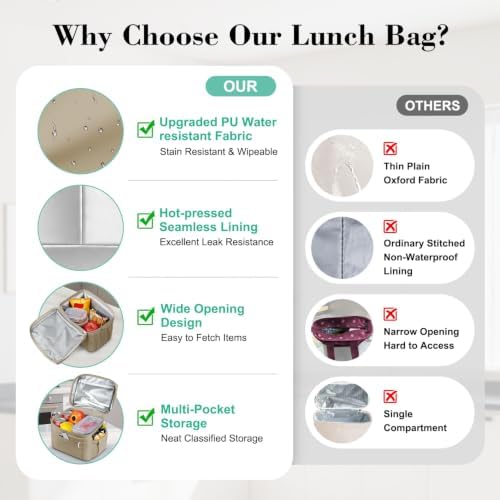 DALINDA Insulated Lunch Box Women Men Leak-Proof Cooler Lunch Bag