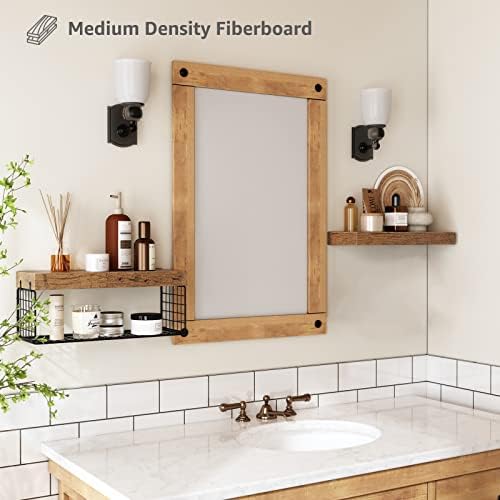 QEEIG Bathroom Shelves Over Toilet Wall Mounted (Brown, Set of 2, 15.7")