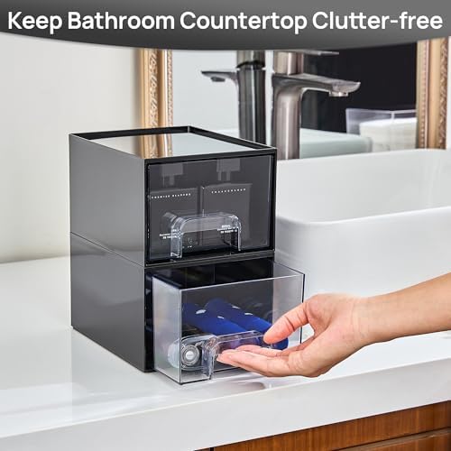 Vtopmart Black Small Stackable Storage Drawers for Cologne Organizer