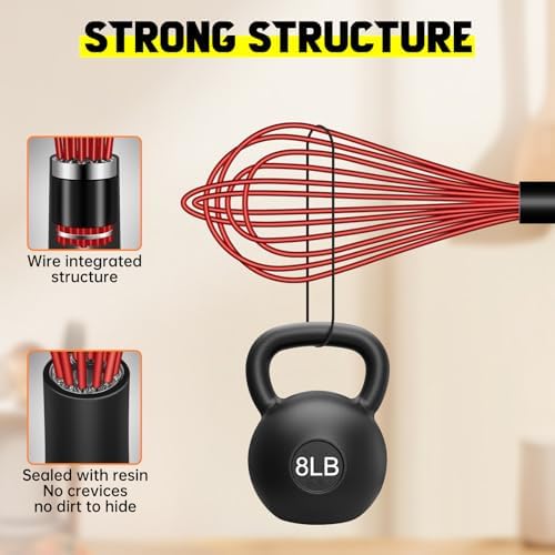 HOTEC 4 Pieces Silicone Whisks Set, Wire Balloon Whisks for cooking Egg Beater, Non-slip Handle Whisk for Non-stick Cookware Perfect for Cooking, Stirring, Beating and Blending,Multicolor
