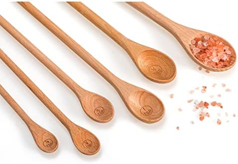 Wooden Measuring Spoons Set of 6, 10 inch, Long Handle